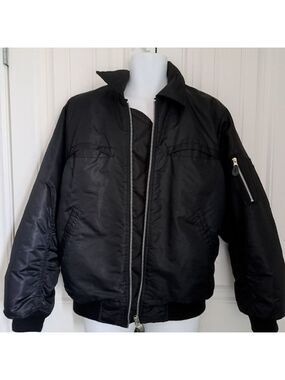 VTG TRADESMAN military aviator style jacket nylon black orange workwear Mens M